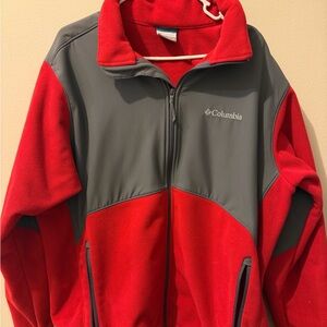 Columbia Red and Gray Fleece/Bomber Jacket Men’s XL
